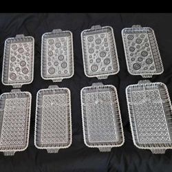 Vintage Crystal Serving Snack Plates 4 Each