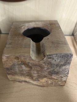 single-cigar wooden block ashtray