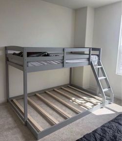Gray Wood Twin over Full Bunk Bed