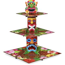 3 Tier Hawaiian Cupcake Stand Tiki Torch Cupcake Holder 