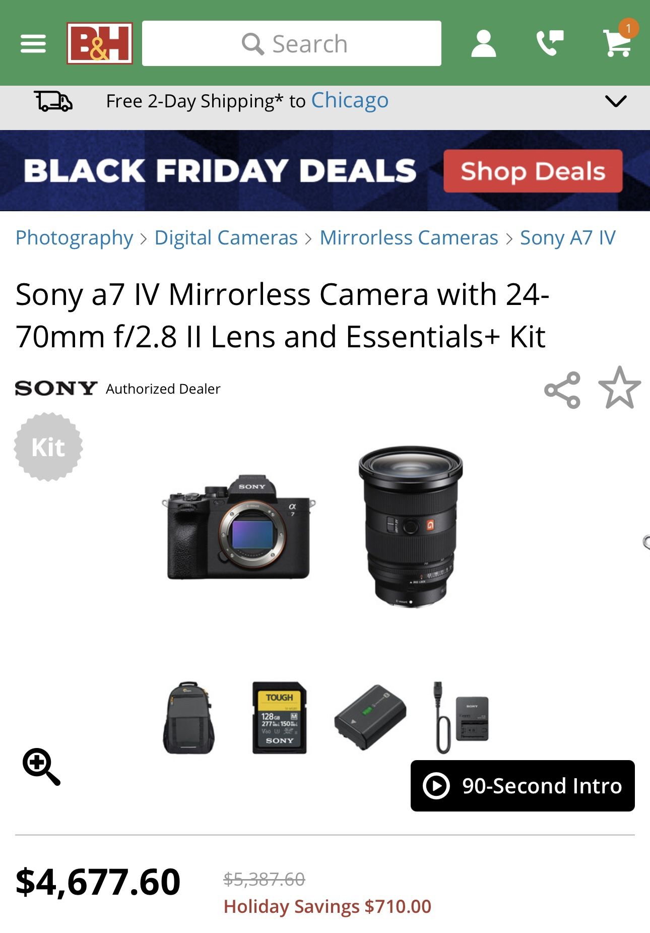 Sony a7 IV Mirrorless Camera with 24-70mm f/2.8 II Lens and Essentials+ Kit