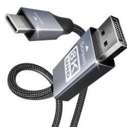 BENFEI USB-C to DisplayPort 6 Feet Cable(4K@60Hz 2K@144Hz), USB Type-C to DisplayPort Cable [Thunderbolt 3/4 Compatible] with iPhone 15 Pro/Max, MacBo