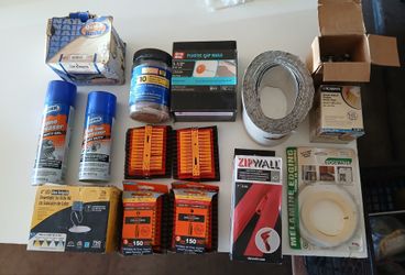 Household Supplies & Hardware Lot: Zipwall, Roofing And Siding Nails, Wall Anchor  and Flashing Lot