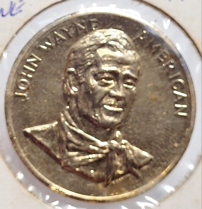 1979 John Wayne American Actor U.S. Bronze Coin Medallion NM Marked Coin Cover. United States Mint commemorative bronze medal, with relief bust of Joh