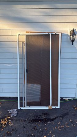 Two White Aluminum Frame Screen Door