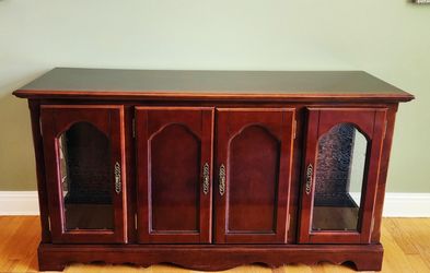 Elegant 58" Cherry/Mahogany Finish Buffet Credenza – Lighted Display