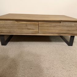 Wood Coffee Table with Drawers