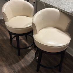 Pier One Leather Swivel Bar Chairs 