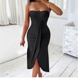 Eyelets Strapless Party Dress Sexy Off The Shoulder Sundress Asymmetrical Wr ap Beach Tube Dresses