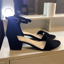 Black Open Toe Heels Size: 9 1/2