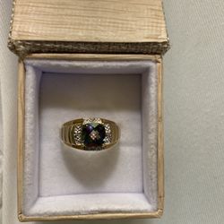 10kt Mens Mystic Topaz Ring In Yellow Gold Size 10.5