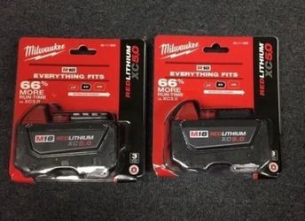 Milwaukee new 5ah Battery 18M 2x $140