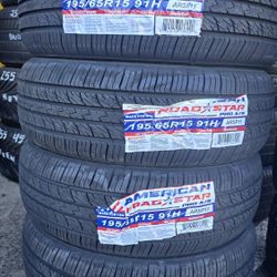 4 NEW TIRES 195/65R15 American Road Star 50k Miles Warranty $260  PLUS TAX 🐝 🛞 FREE INSTALLATION 🐝 🛞 