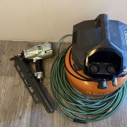 Metabo nail gun, air compressor(ridgid)hose(husky)