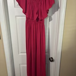 Hot Pink Off The Shoulder Dress