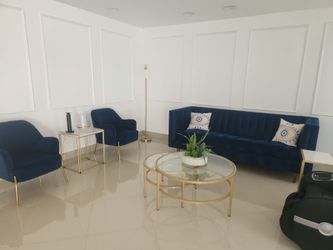 Royal blue velvet couch