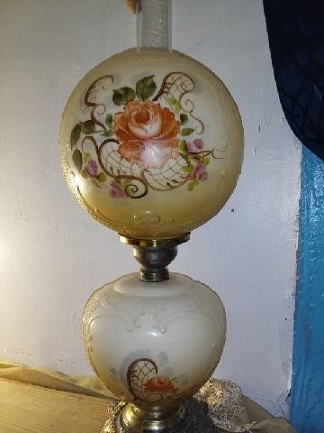 Vintage Hurricane Hand Painted Lamp