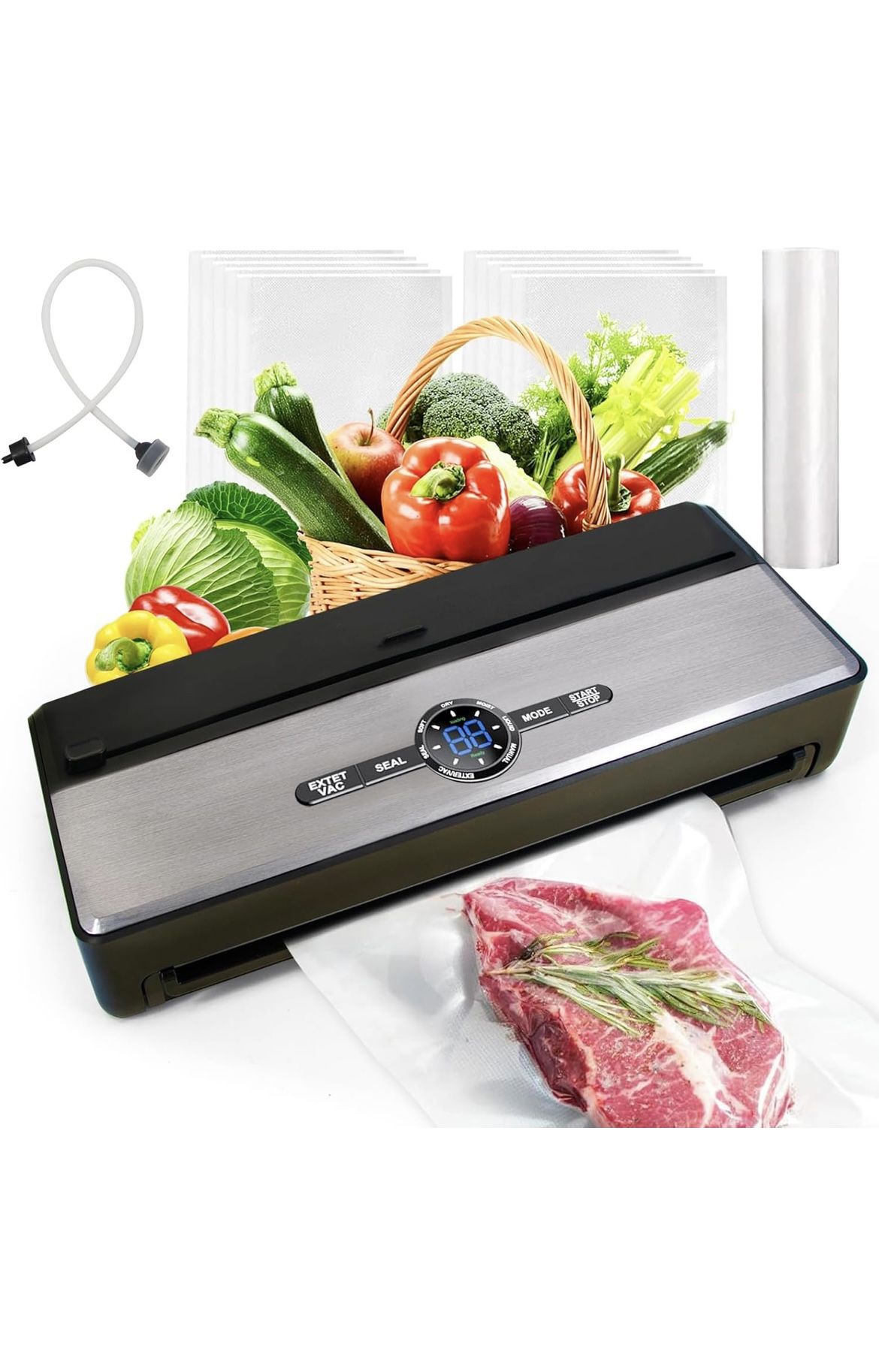 Brand new Automatic Vacuum Sealer Machine for Food, 9-IN-1 with Cutter, Bag Storage, Moist & Dry & Liquid & Soft, External VAC for Jars and Containers