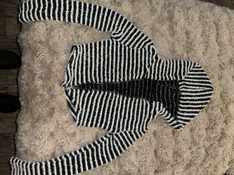 Striped Fuzzy Zip-Up Hoodie