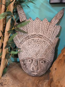 Hand-Carved Tribal Wooden Mask Wall Decor