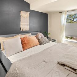 Gray Upholstered King Bed Frame W/ Storage