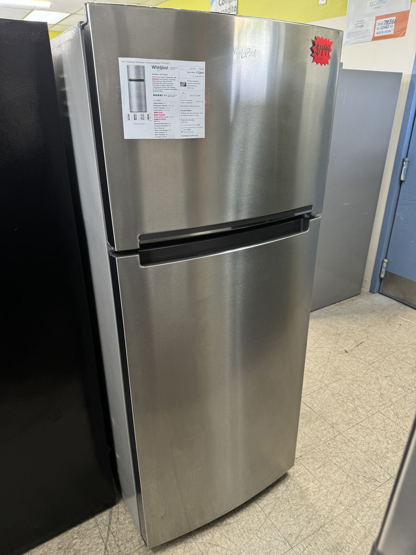 Whirlpool 28” Top Freezer Refrigerator 