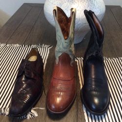 Men’s Genuine Leather Western Boots and Genuine Hand Made Lizard Dress Shoes ($60 - $79/pr)
