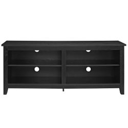 58" BLACK Wood TV Stand Console - FOR TVS UP TO 65 INCH..58" W x 16" D x 24" H.. HAS AN IMPERFECTION , SEE PIC........., FULLY ASSEMBLED..NEVER USED..