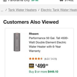 50 Gal. Electric Water Heater 