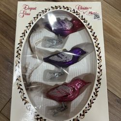 Vintage Glass Christmas Ornaments Birds 
