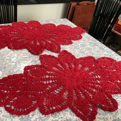 Elegant set of two burger oval handmade crochet doilies $40 each