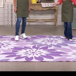 Barbara King Dahlia Print 8'x11' Reversible Patio Mat