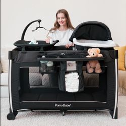 Pamo Babe 4-in-1 Portable Baby Playard with Bassinet & Changing Table