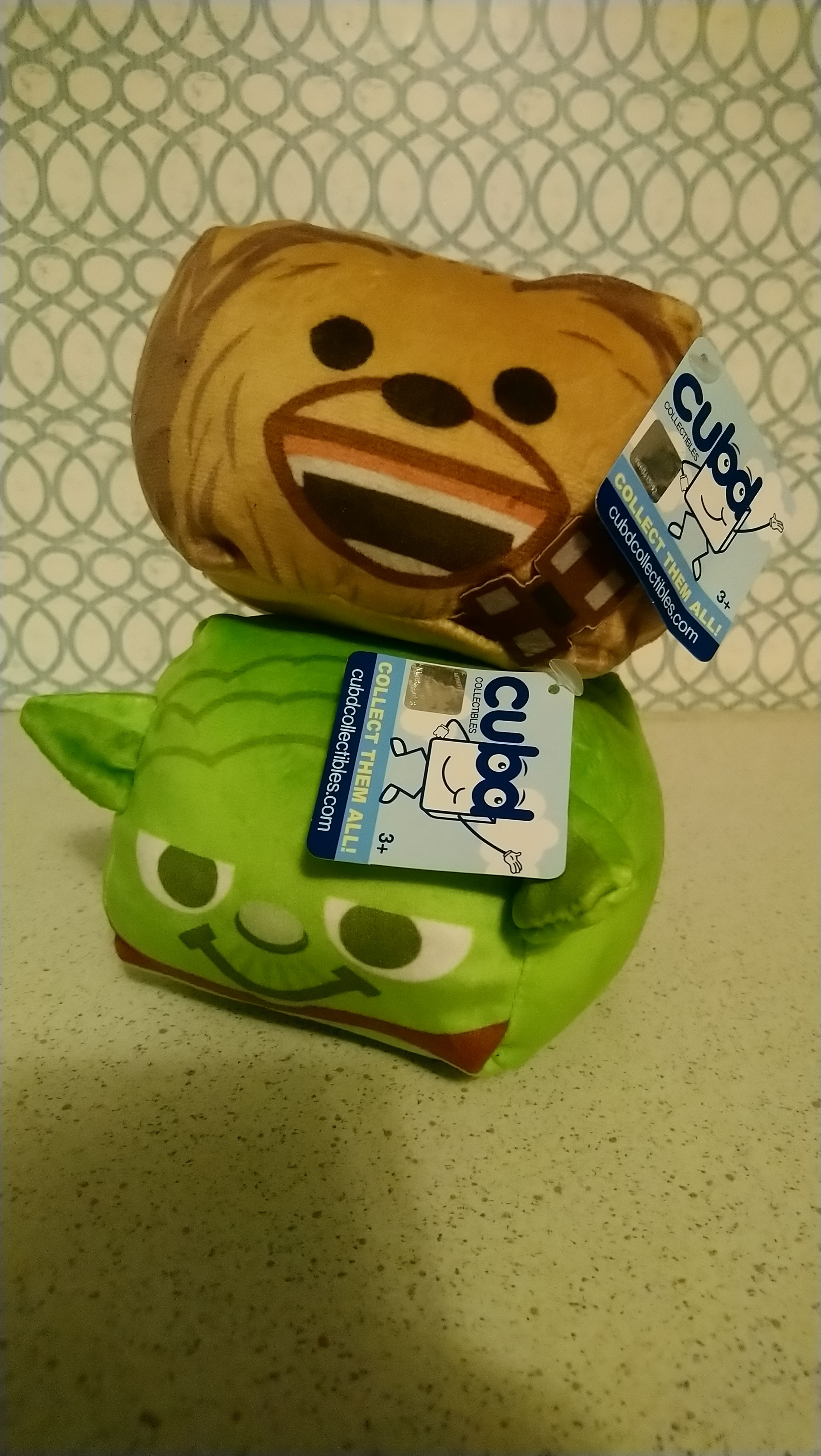 Cubd collectible Star wars Yoda and Chewbacca plushie.