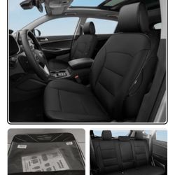 GIANT PANDA Full Set Car Seat Covers Customized Fit Hyundai Tucson 2019 2020 2021, OEM Black, Faux Leather (Black)