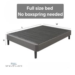 decoro Uplolstered Platform Bed Frame, Full gray