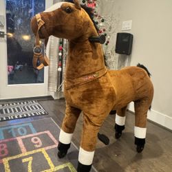 Ufree Large Mechanical Rocking Horse Toy, Ride on Bounce up and Down and Move, 44 inch for Children 6 to Adult (Black Mane and Tail)