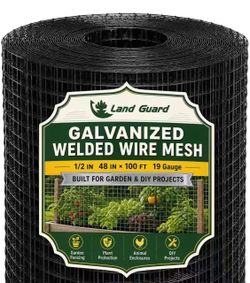 4 feet × 100 feet Black Vinyl Coated Hardware Cloth, 19 Gauge 1/2 inch Black PVC Hardware Cloth, Welded Wire Fence Supports Poultry Netting Cage Fence