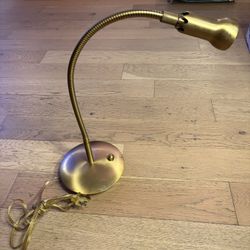 Holtkotter Germany Gooseneck Table Bedside Desk Gold Brass Lamp Reading Light
