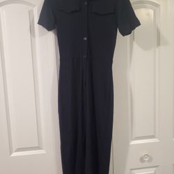 Iris and ink navy blue dress small runs tall