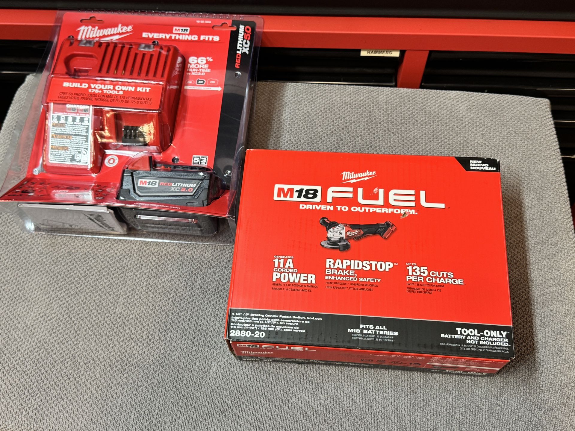 New Sealed Milwaukee M18 Fuel Grinder + Battery XC5.0 and Charged
