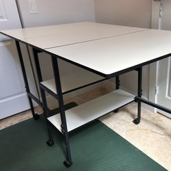 Foldable Drop-Leaf Desk / Craft Table on Wheels