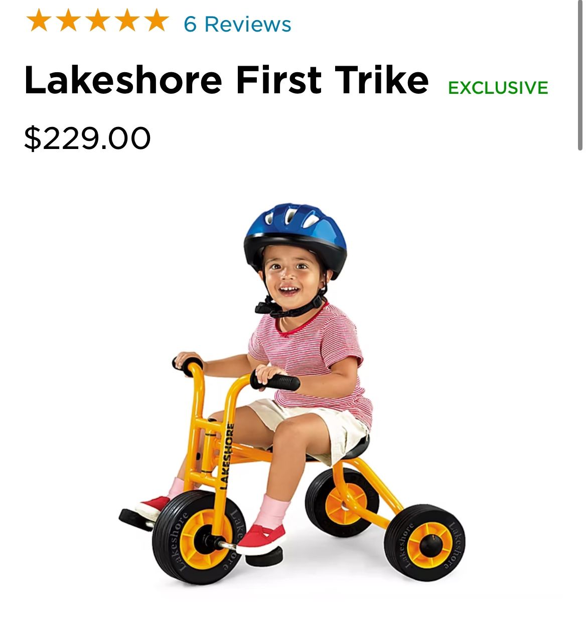 New In Box Lakeshore First Trike Tricycle