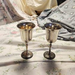 Vintage Leonard Silverplate Wine Goblets