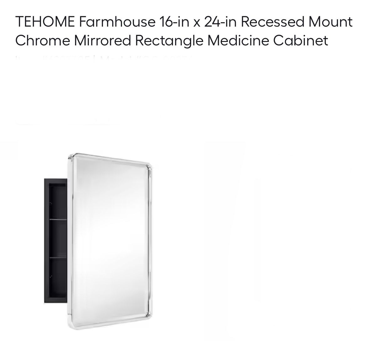 Farmhouse Recessed Mount Chrome Mirrored Rectangle Medicine Cabinet - Tehome