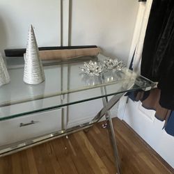 Beautiful Glass And Chrome Console Table