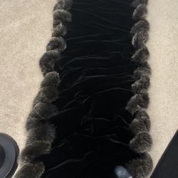 Super soft/high quality black velvet with fur lining scarf/wrap/shawl/stole/blanket 