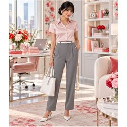 NWT HALARA Flex High Waisted Pleated 2 Pocket Tapered Leg Work Pants M Petite