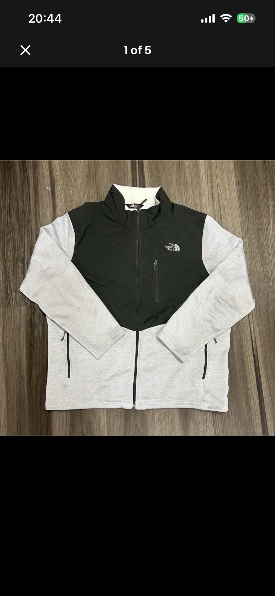 The North Face Black Gray Softshell Jacket Full Zip XXL Men's Lightweight