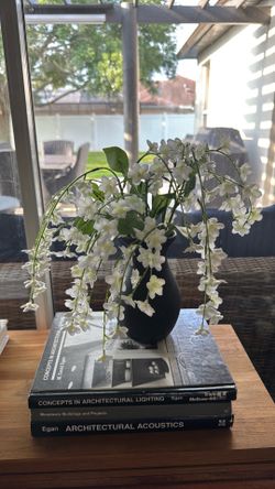 Modern Mini Black Vase with White Faux